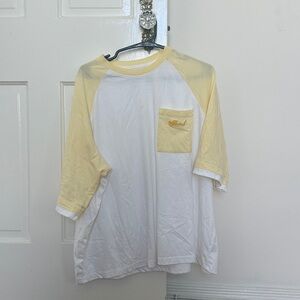 Bohoo Man Yellow and White Raglan T-Shirt